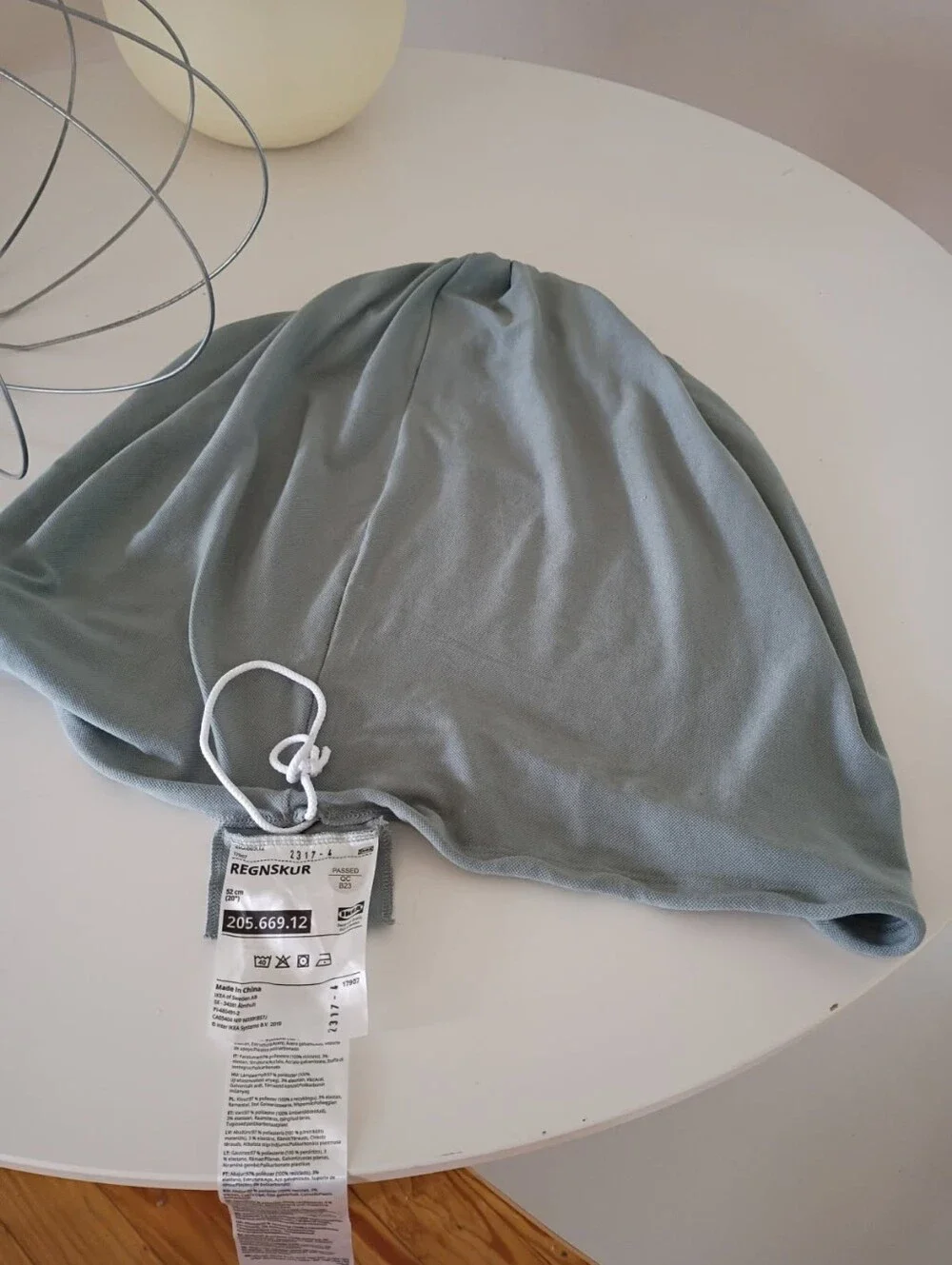 IKEA REGNSKUR Drawstring Pouf in Soft Sage Blue-Grey